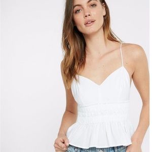 Express Women’s White Ruched Babydoll Cami Size Medium